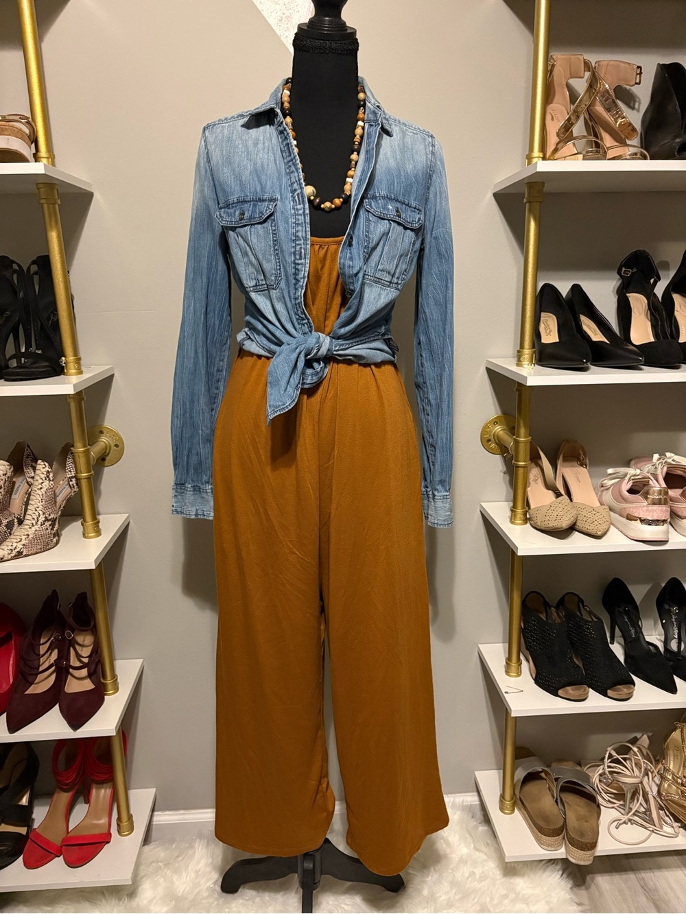 Wide-Leg Mustard Jumpsuit